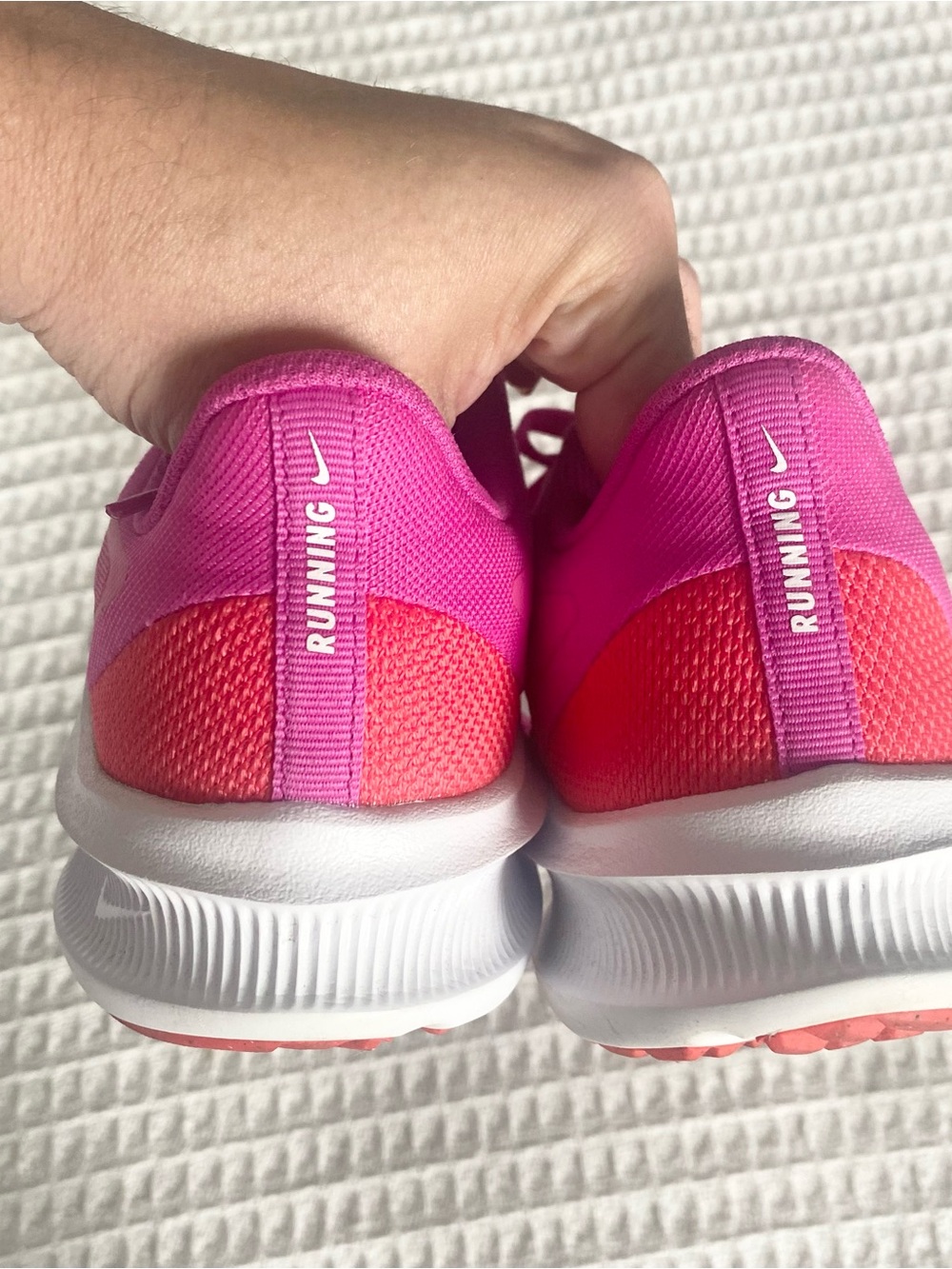 Nike Women's Hot Pink Athletic Running Sneakers with White Swoosh - Picture 4 of 9
